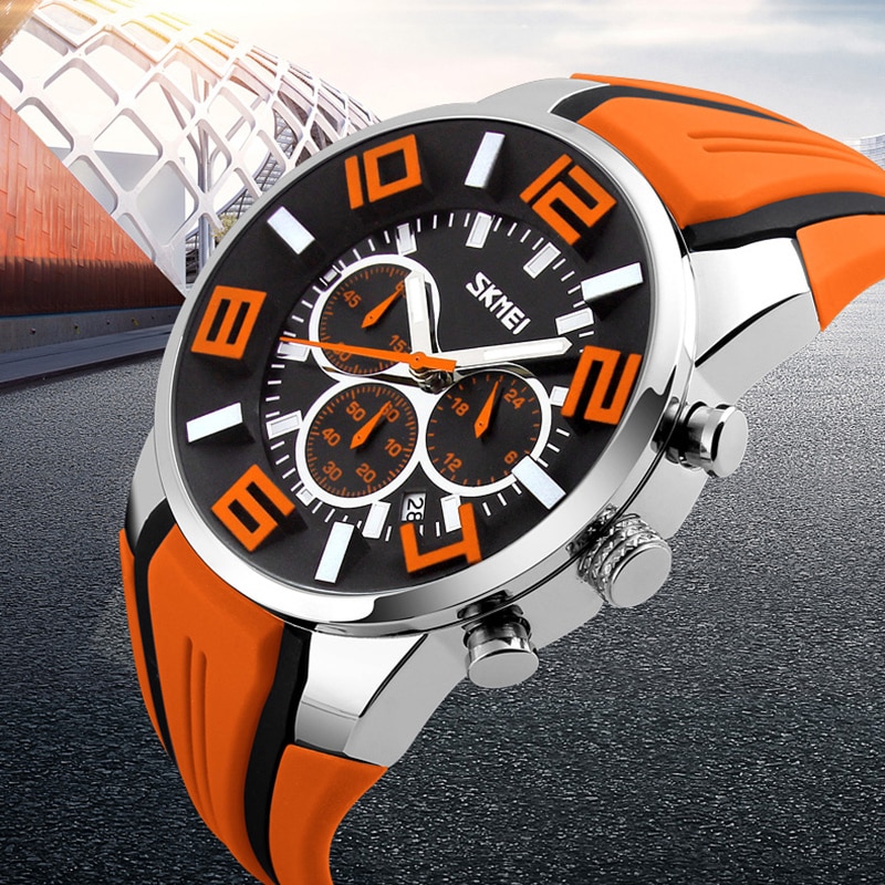 SKMEI 9128 Watches Men Luxury Brand Chronograph Men Sports Watches Waterproof Male Clock Quartz Men’s Watch reloj hombre