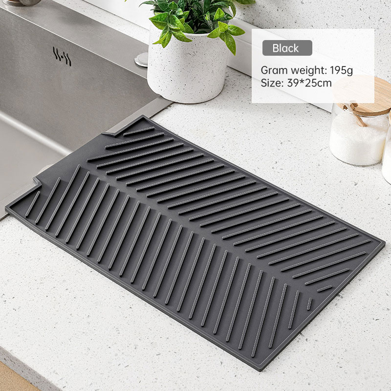 Dishes drain pad insulation pad can be cut kitchen wash countertop drain dishes sink stove water control silicone mat