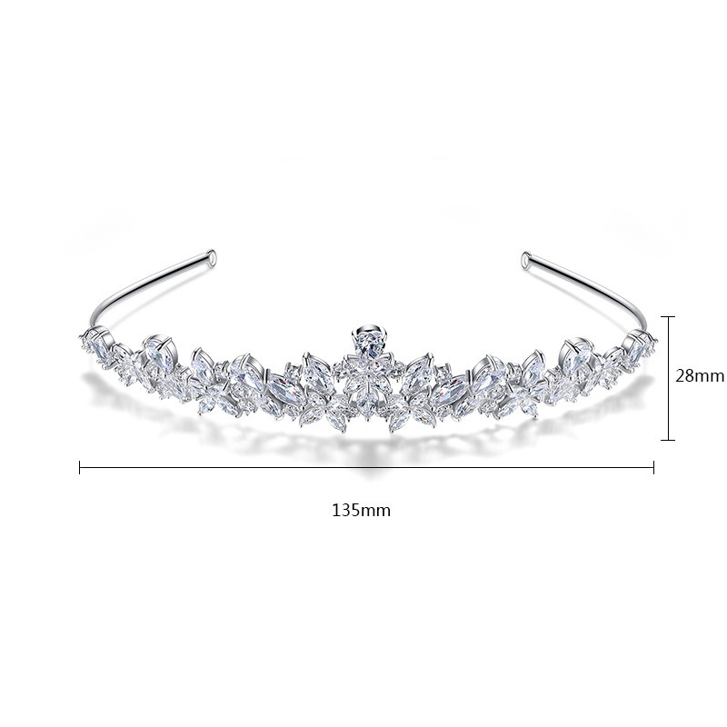 Hair accessories, hair bands, copper zircon inlaid with fashionable temperament, bride’s simple Korean version of banquet crown headwear