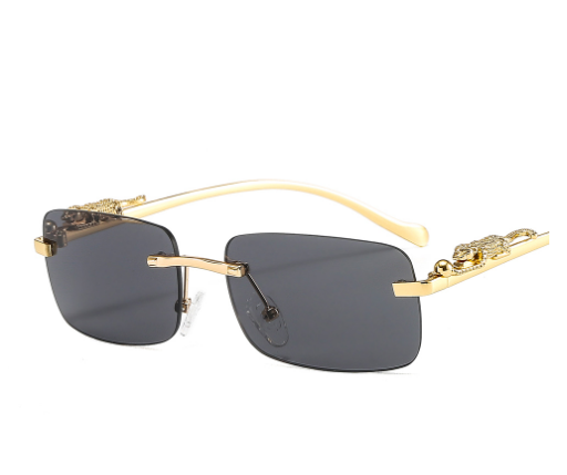 Golden Rimless Rectangle Sunglasses Women Retro Cheetah Decoration Frame Variety Of Colors Sunglasses