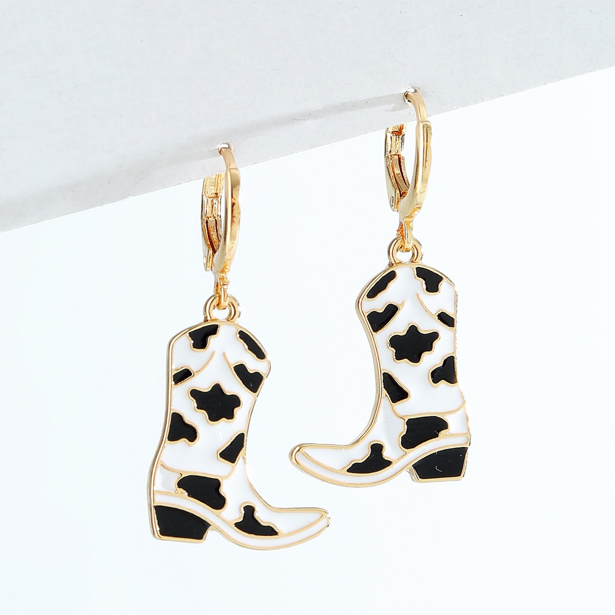 European and American Fashion Jewelry Ins Popular Y2K Oil Dripping Western Cowboy Boots Earrings