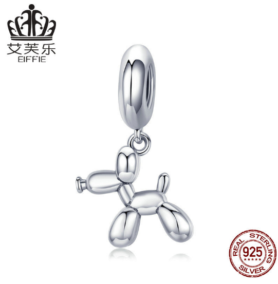 Original New S925 Sterling Silver Cute Balloon Dog Necklace DIY Accessories Charm SCC981