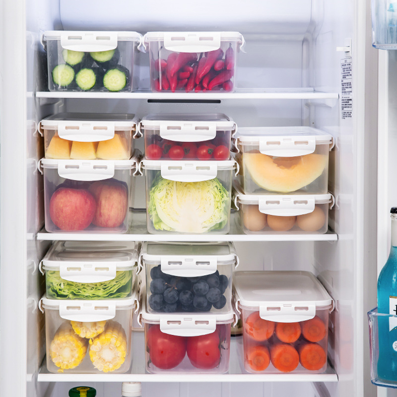 Japanese Style Refrigerator Storage Box Food Freezer Box Kitchen Storage Fresh Keeping Plastic Storage Sealed Box