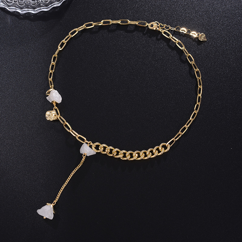 Fashion Ins Style Semi-Precious Stone Irregular Pendant Simple Classic Design Temperament Personality Female Necklace