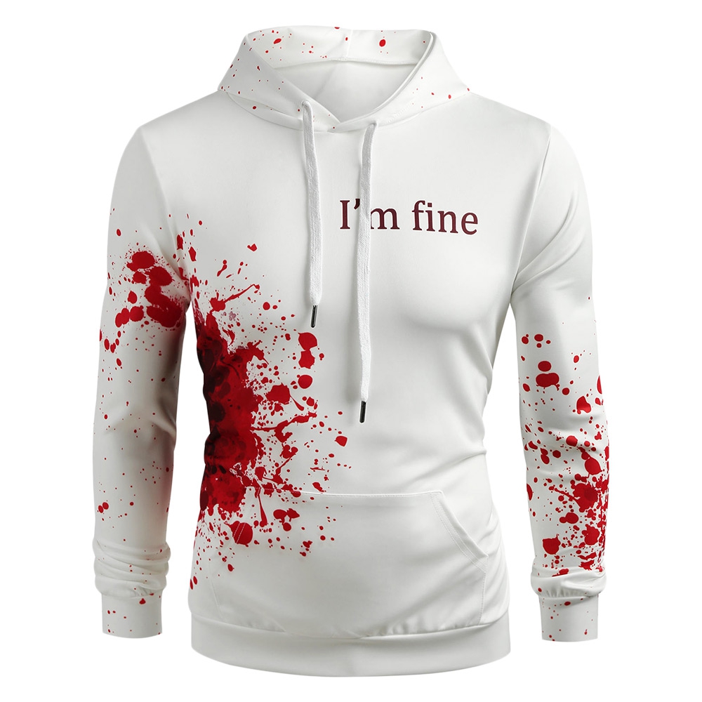 Halloween Inspired Spatter Letter Pattern Casual Pullover Hoodie