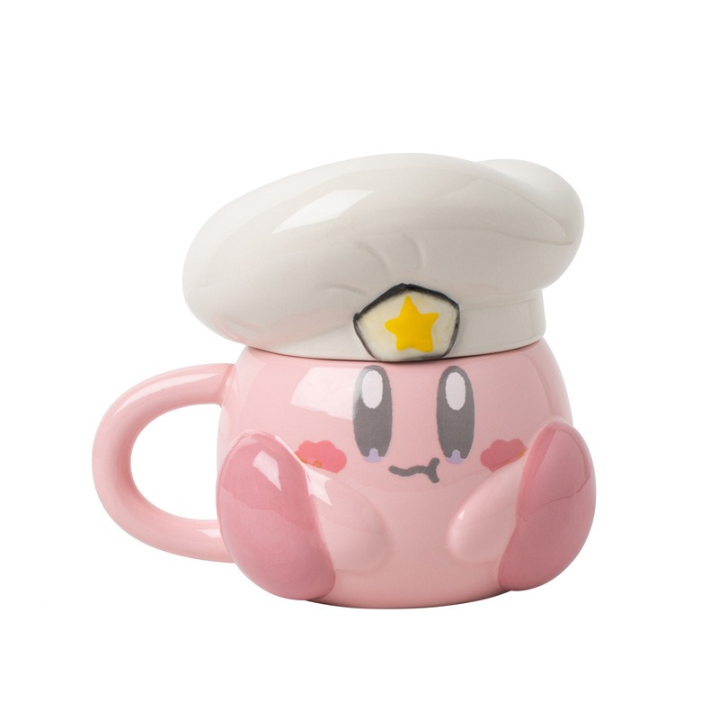 Madou Cute Pink Cartoon Chef Star Mug Cabbie Chef Hat Star Ceramic Cup Cartoon Navy Hat Star Coffee Mug With Lid Ceramic Mugs