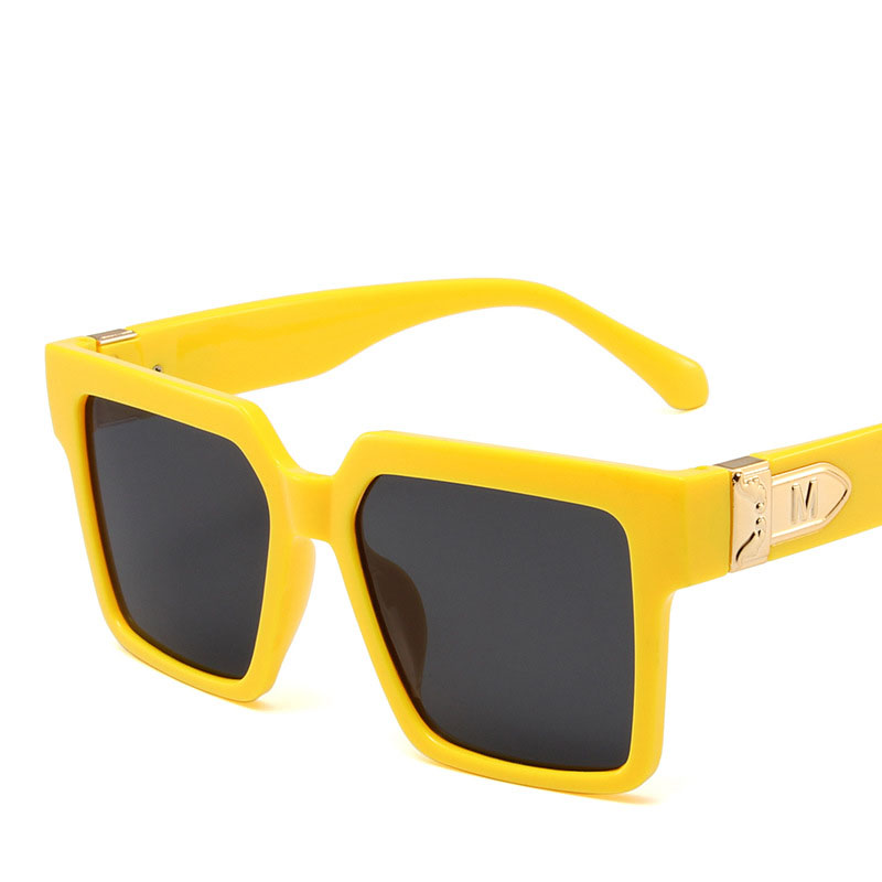 Ins Personality Candy Color Hip-Hop Dance Glasses Fashion Square Shade Sunglasses Trend Big Frame Plain Sunglasses