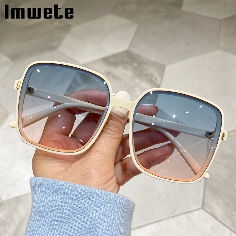 Oversized Sunglasses Women Luxury Designer Vintage Square Sun Glasses Classic Eyewear for Lady UV400 Big Frame