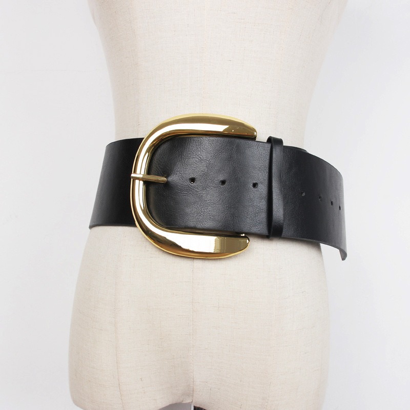 Large U-buckle wide waistband for women’s decorative waistband