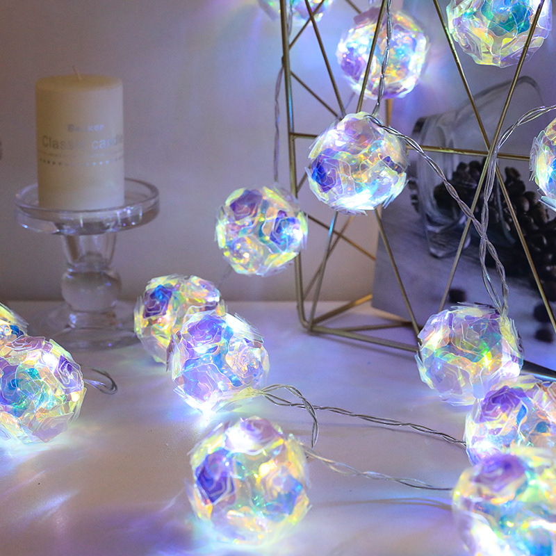 Led Rose String Lights Teenage Heart Decorative String Lights Laser Dream Dazzling Ball Holiday Lights