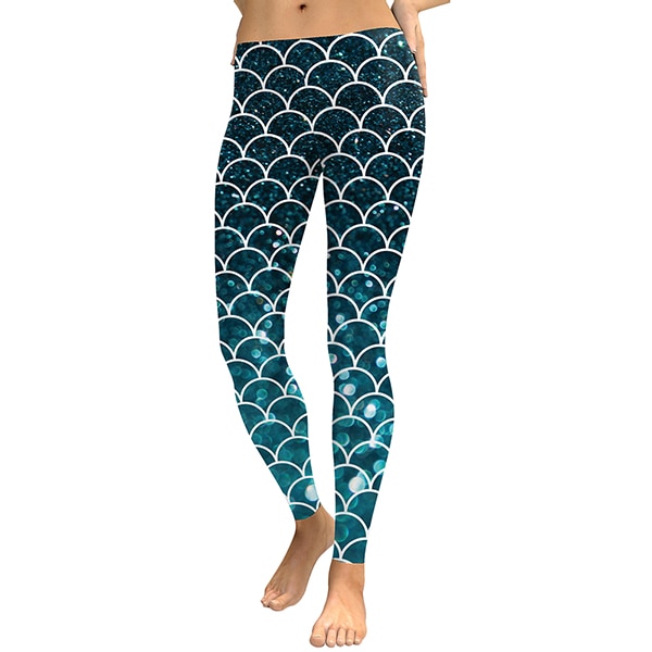 Women Mermaid Glitter Digital Print Leggings