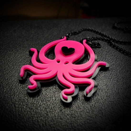 Acrylic Octopus pendant necklace simple style animal Pink Octopus necklace for men unisex punk new fashion jewelry