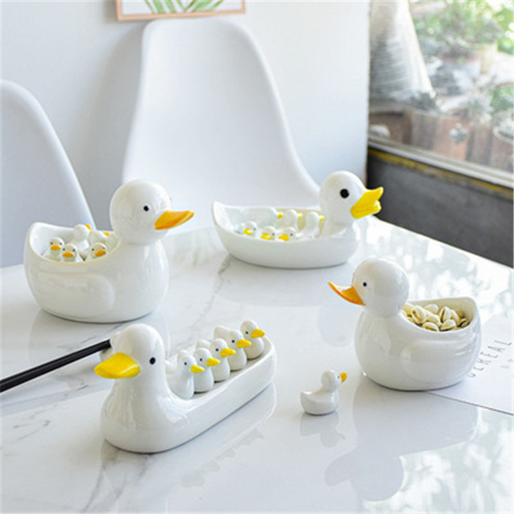 Chopstick Holder Cute Japanese Chopsticks Pillow Duck Ceramic Chopstick Rest For Kitchen Accessories