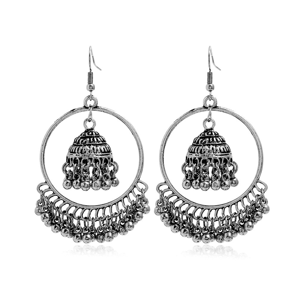 Exaggerated Fashion Jewelry Retro Personality Big Circle Tassel Earrings Ethnic Style Personality Female Earrings