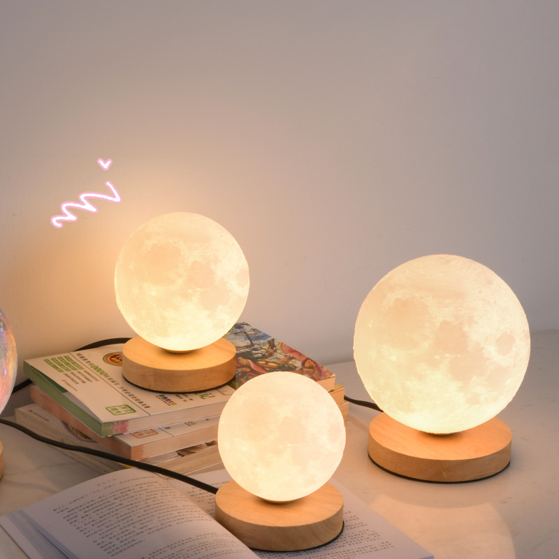 3D Moon Lamp Moon Lamp Desk Charging Lamp Bedroom Bedside Lamp Creative Ins Gift Atmosphere Night Lamp