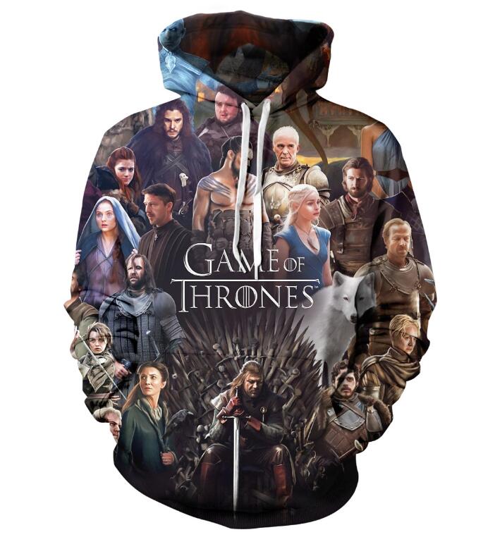 Popular TV Game of Thrones Jon Snow Stark 3D Print Hoodies