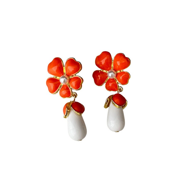 Fashion Dripping Oil Flower Earrings for Women