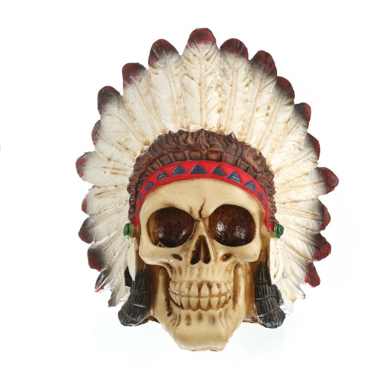 Skeleton resin skull feather skull handicraft personalized ornaments