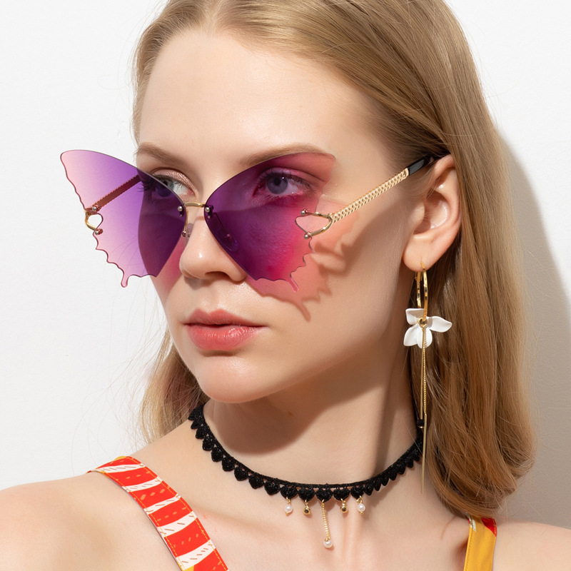 New Butterfly Sunglasses Women’s Fashion Large Frame Gradient Sunglasses Trend Street Shooting Sunglasses