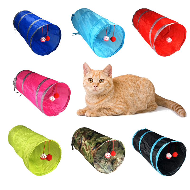 Cat Tunnel Toy Foldable Color Printed Bell Small Channel Single-Layer Ground Rolling Channel