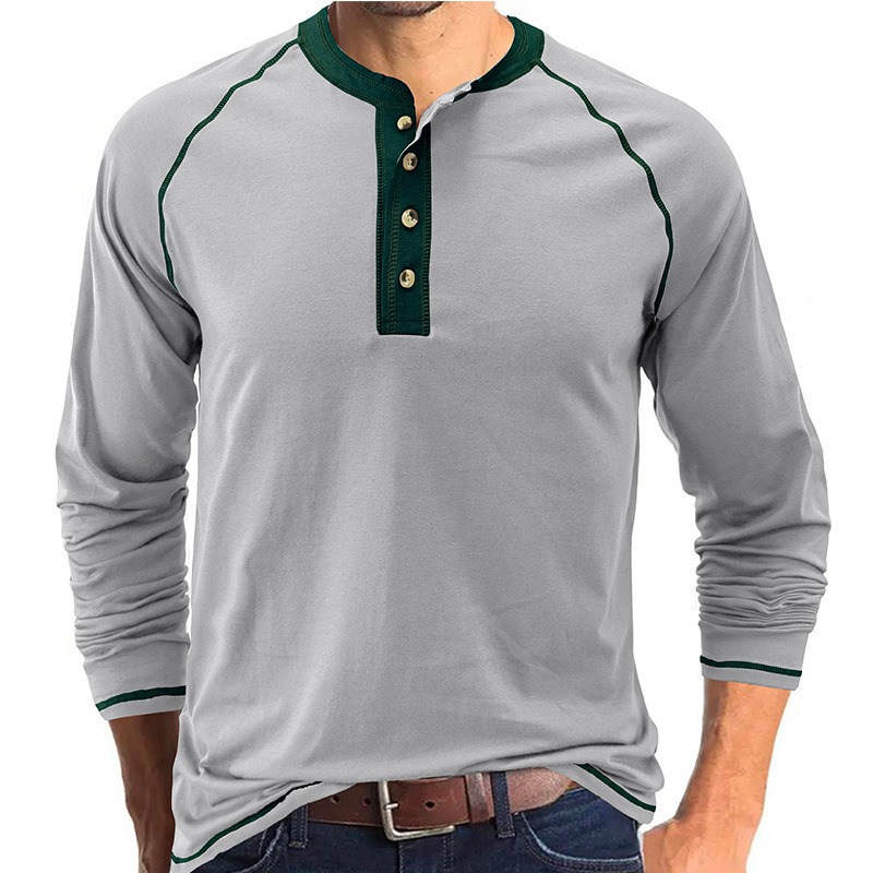 New Men’s Autumn and Winter T-Shirt Solid Long Sleeve
