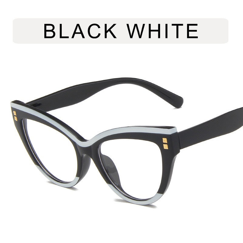 Panda Black and White Flat Mirror New Fashion Cat Eye Personalized Eyeglass Frame Trend Anti Blue Light Retro Glasses Frame