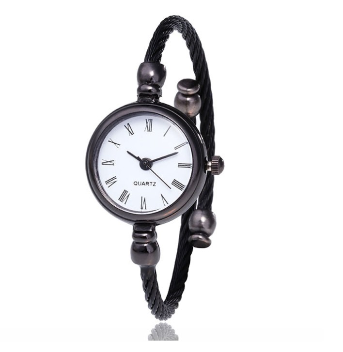 Women’s Watches Bracelet Style Opening Simple Retro Art Fashion Watches Women’s Fashion Quartz Watch Relogio Feminino（black belt）