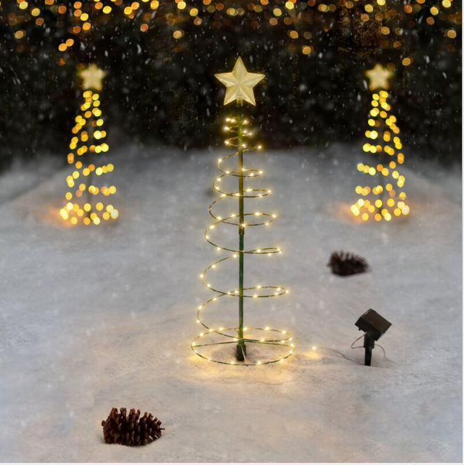 Christmas Garden Lights String Stars Christmas Tree Decorative Color Lights LED Solar Christmas Tree