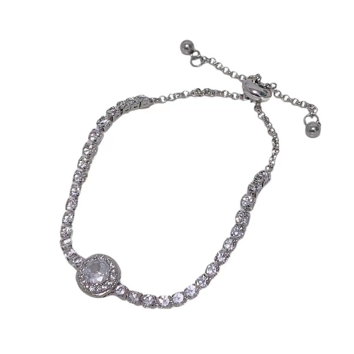 Silver Glittering~Full Diamond Design Small and High end Feel Bracelet