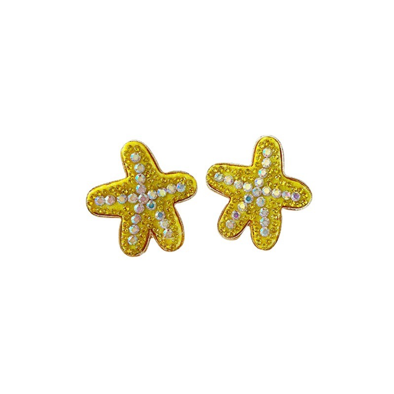 Fashionable Little Fresh Starfish Alloy Diamond Embedding Popular Earrings