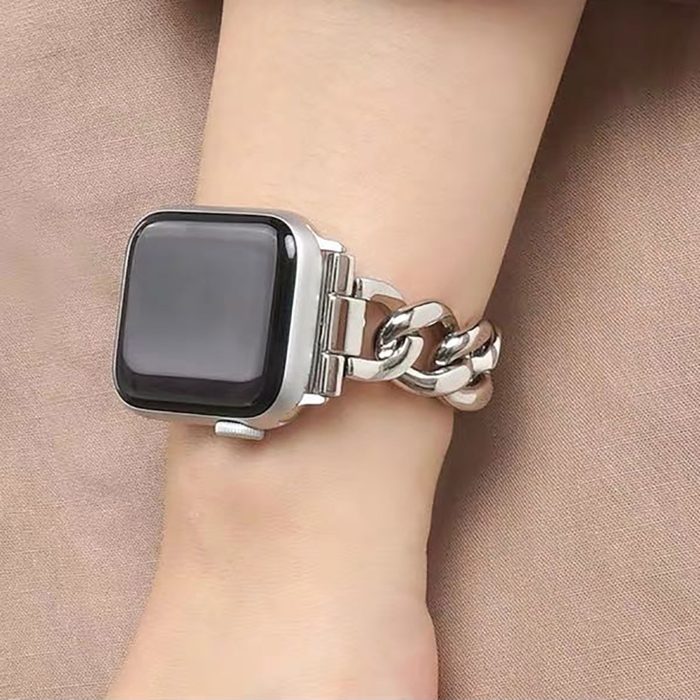 For Apple Watch7 SE 6 54321 Apple Metal Single Row Chain Alloy Denim Chain Watch Band