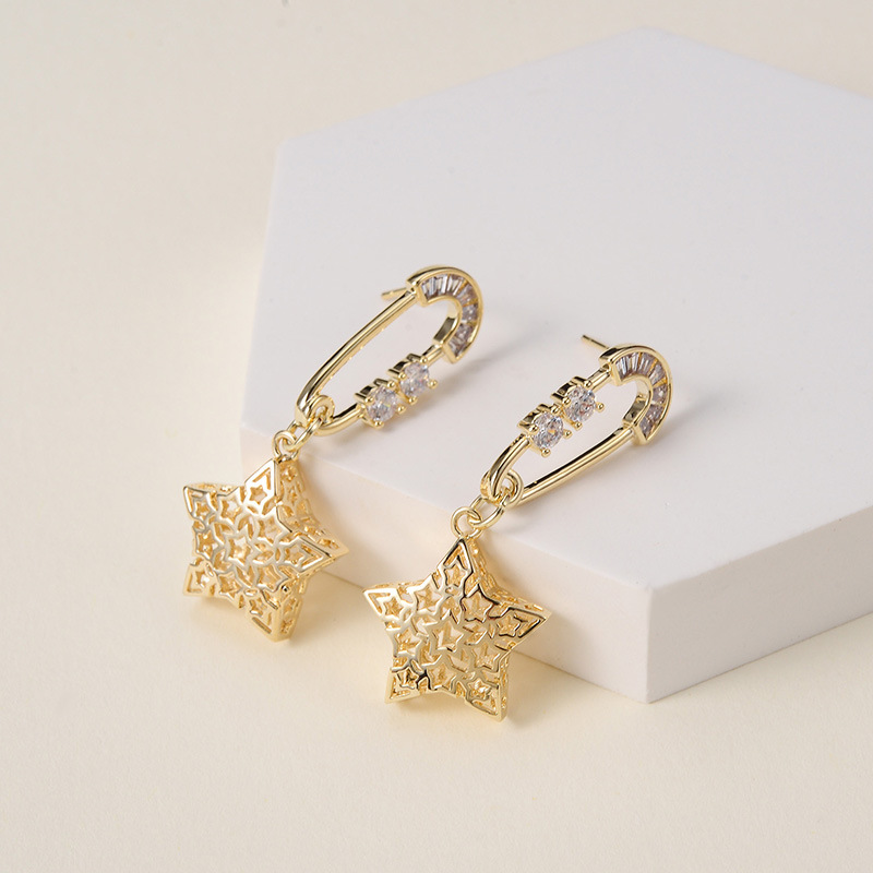 Fashion classic elegant charming female star earrings micro-encrusted diamonds light luxury cool style