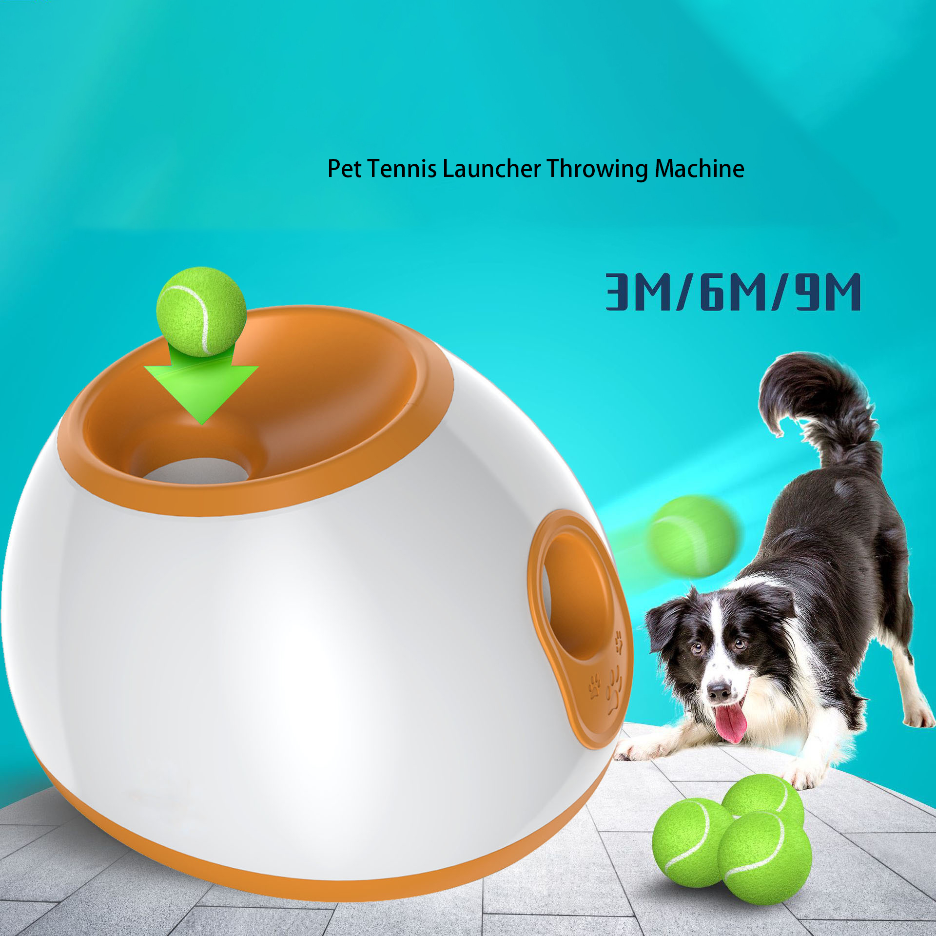 Pet Multi-Gear Tennis Automatic Thrower Dog Interactive Ball Tennis Transmitter Toy