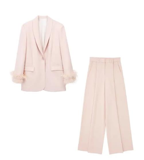 Spring new women’s straight tube suit jacket, heart long pants