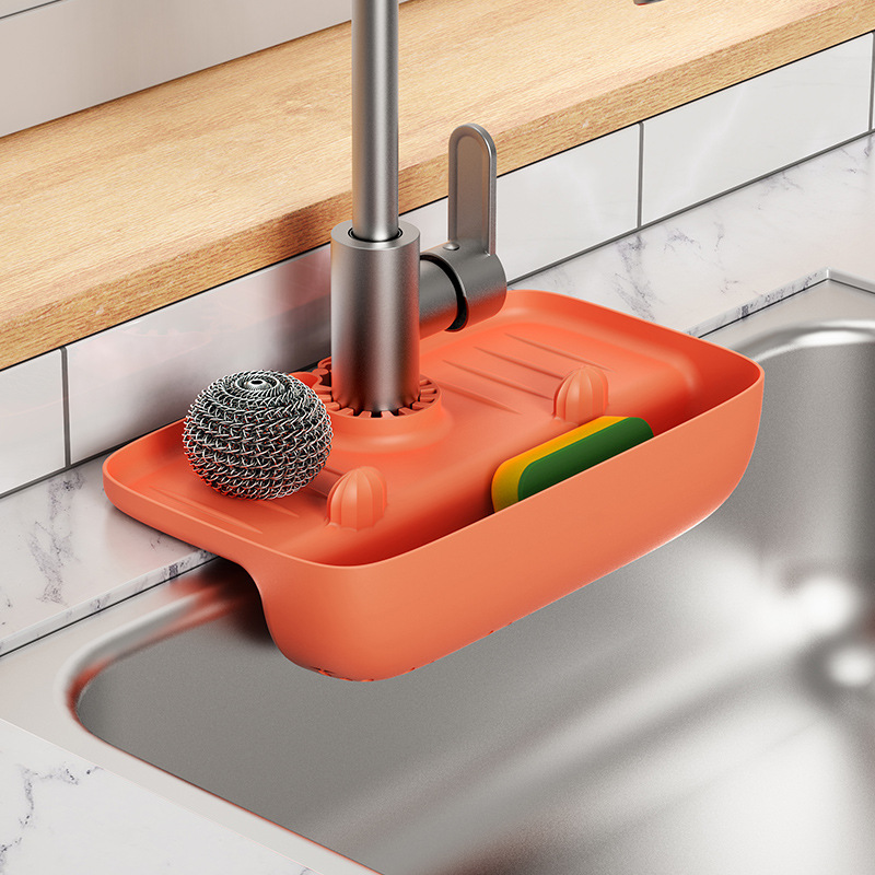 Faucet Splash Proof Drainage Rack, Sink Water Collection Pad, Kitchen Cloth, Sponge Wipe, and Drainage Storage Rack