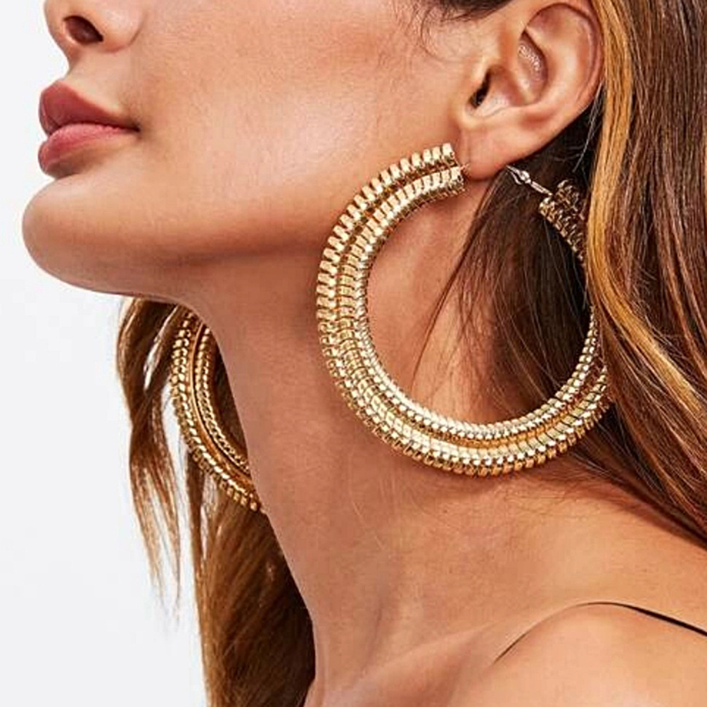 Exaggerated Large Round Earrings Female Personality Fashion Metal Large Hoop Earrings Accessories