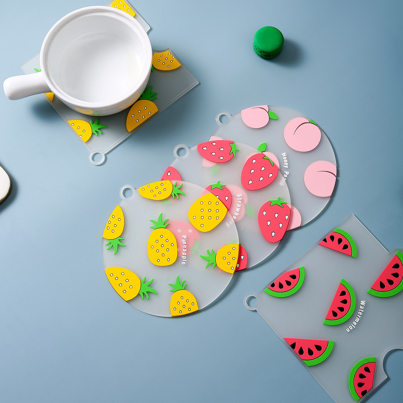 Creative Cute Cartoon Fruit Shape Insulation Pad Three-Dimensional Silicone Coaster Placemat Tea Coaster Anti-Scalding Cup Mat
