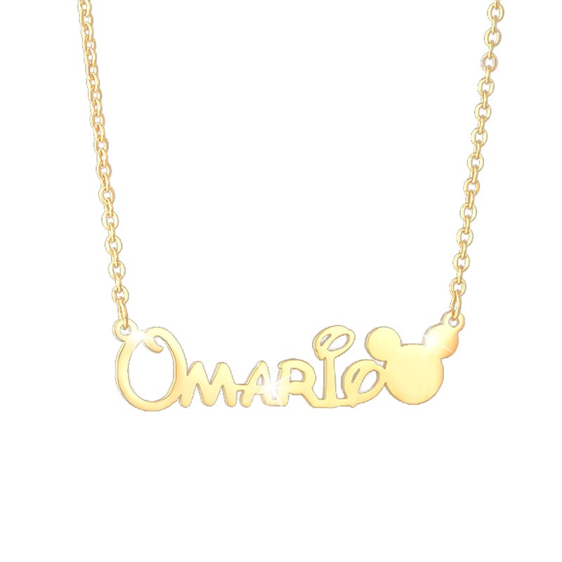DIY ins style stainless steel Mickey name necklace custom name Mickey Mouse cartoon necklace for women 12-15 days delivery