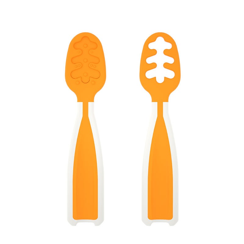 Infant complementary food training spoon Newborn learning tableware Children’s training meal set Portable shape complementary food spoon set of 2 pieces