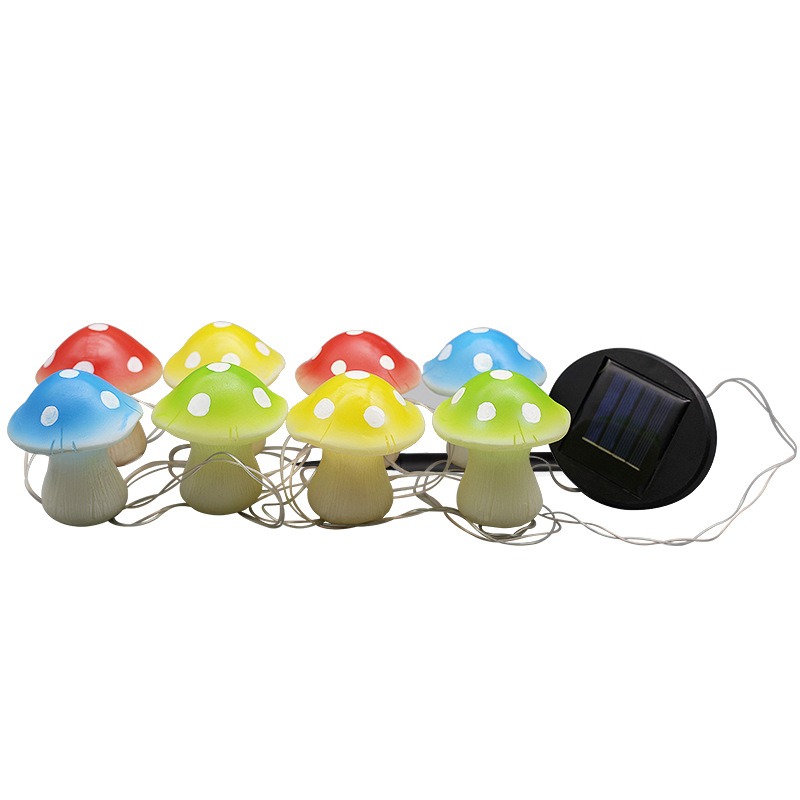 Resin solar lamp transparent colored mushroom string lamp