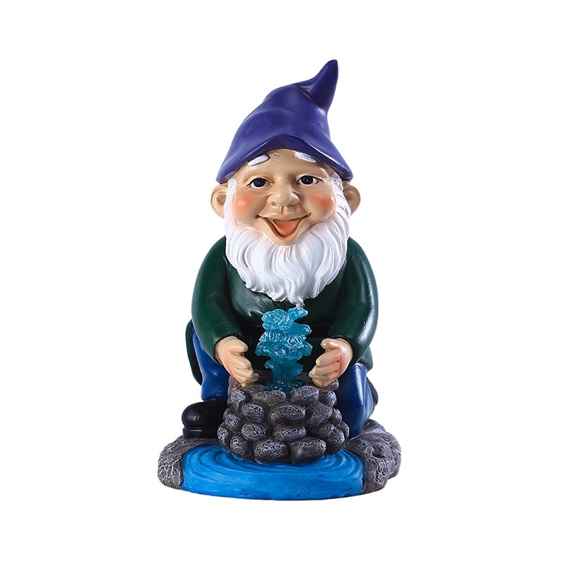 Solar lamp garden water well dwarf decoration resin