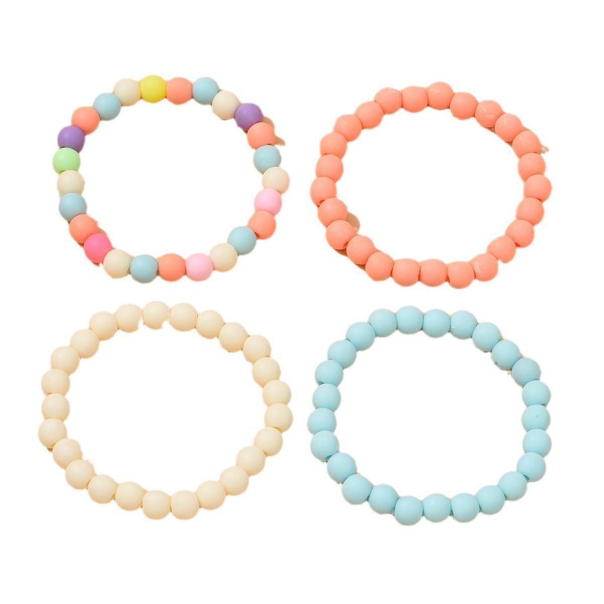 New Fashion Simple Multi Color Gradient Bracelet Y2K Colorful Acrylic Beaded Bracelet Set of Four