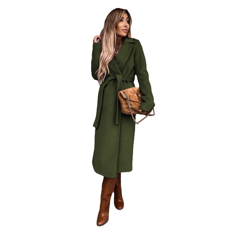 Winter women’s solid color lapel long sleeved