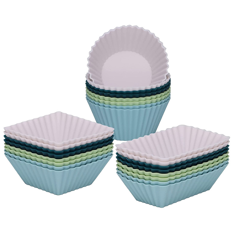 Silicone Muffin Cup Baking Square Round Square Thick Cake Mold Set cupcake