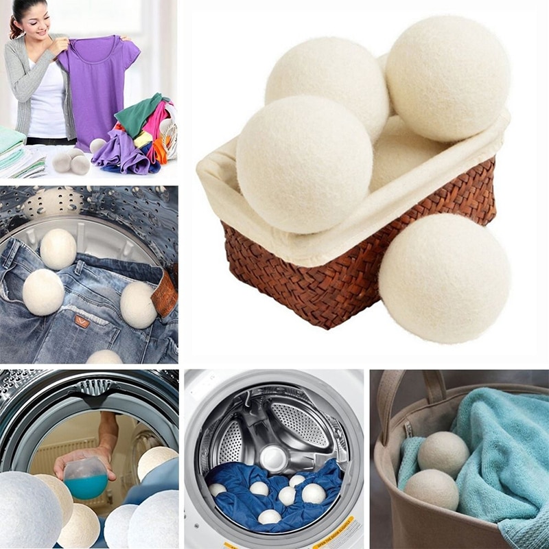 6Pcs 6cm Wool Felt Balls Round Wool Felt Balls Pom Poms White Color Wool Dry Ball Dryer With Felt Dryer Ball