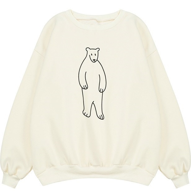 Women Sweatshirt  Winter Polar Bear Printed Fleece Oversized