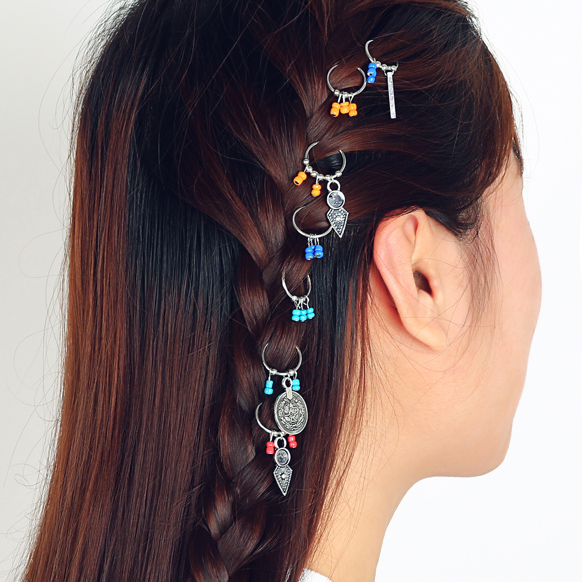 Personality braid trend headdress Leaf coin DIY pendant hair accessories hairpin