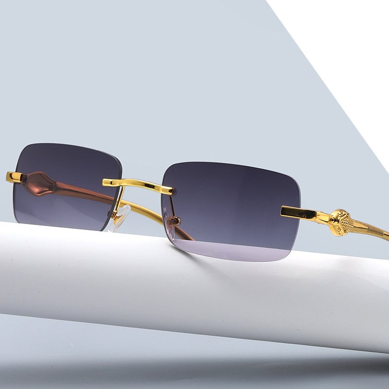New Small Frame Small Square Glasses Metal Leopard Head Trendy Sunglasses