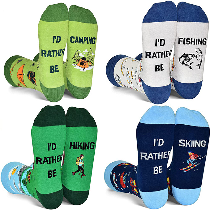 English Letters Socks Outdoor Camping Fishing Mountain Climbing Ski Sports Tube Socks