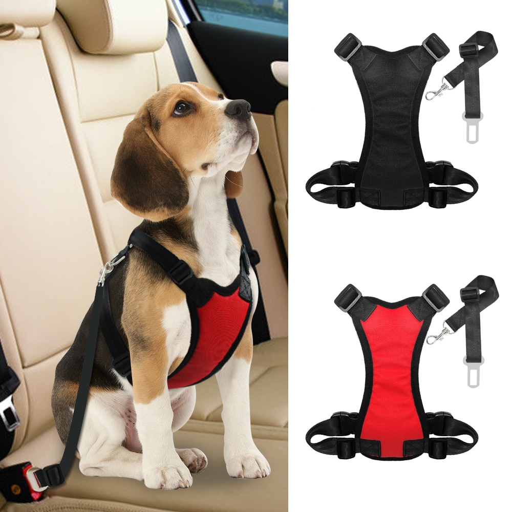 Nylon Dog Car Seat Belt Mesh Pet Dogs Safety Car Harness Soft Padded Vest Vehicle Seatbelt Lead Leash For Medium Large